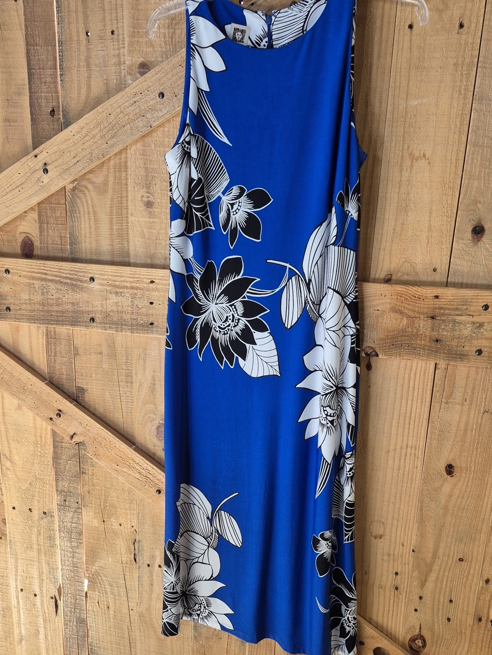 Anne Klein Blue and White Floral Maxi Dress